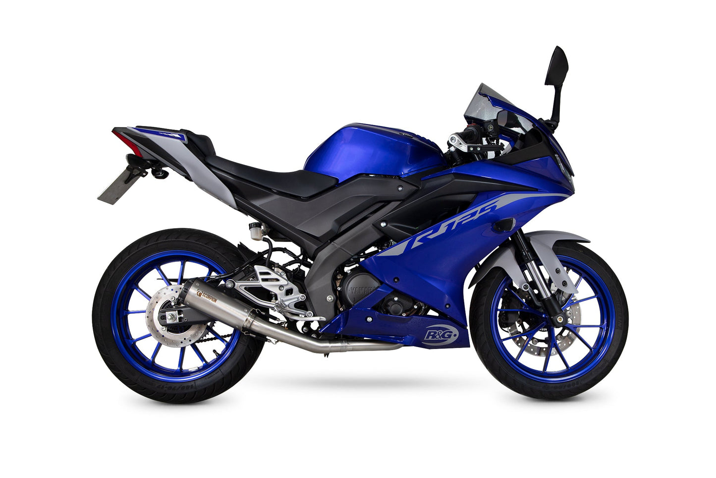 Yamaha YZF-R125 Red Power Full System - Brushed Stainless Steel Sleeve - Scorpion Exhaust