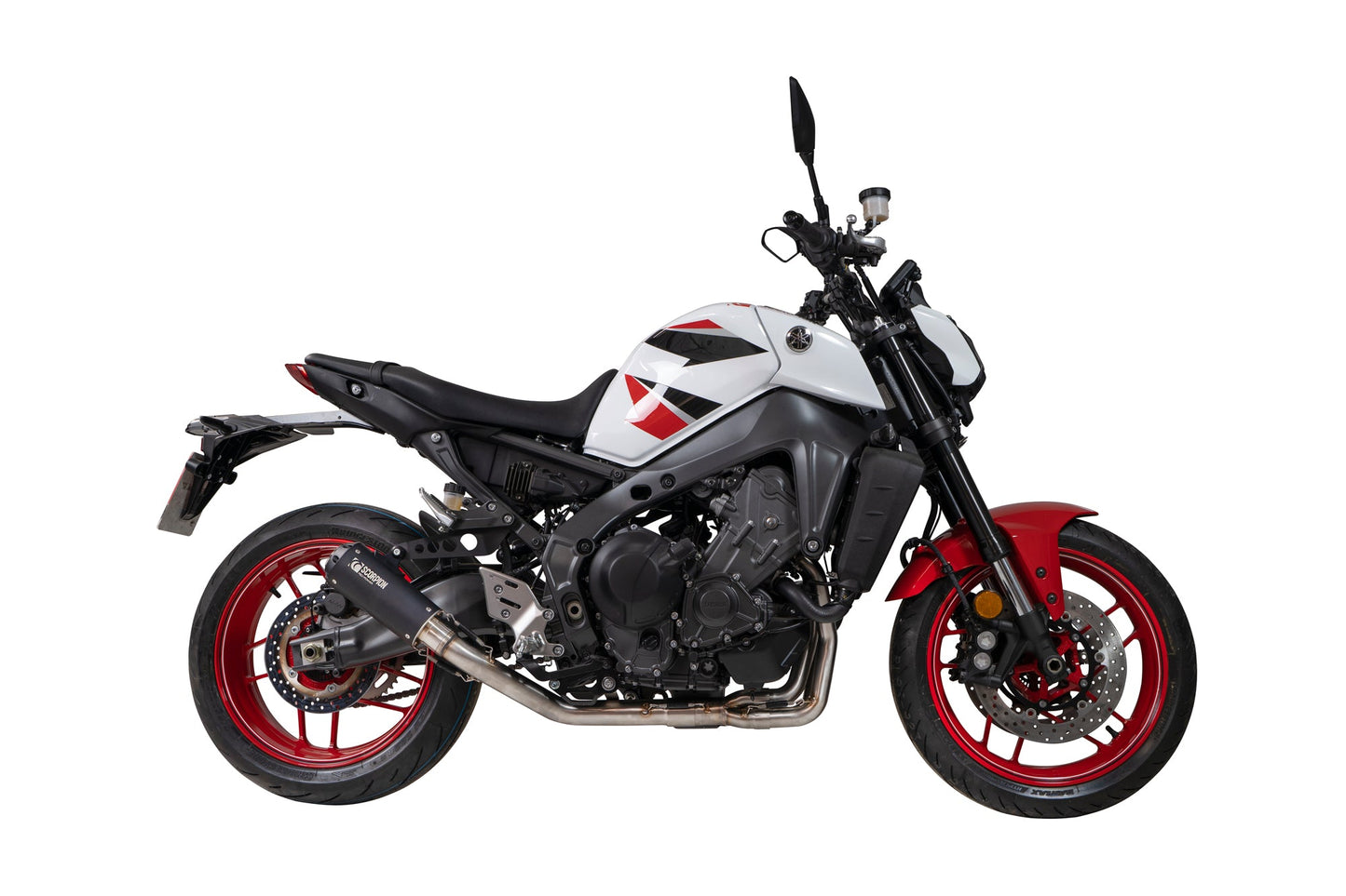 Yamaha MT-09 Red Power Full System - Black Ceramic Coated Sleeve - Scorpion Exhaust