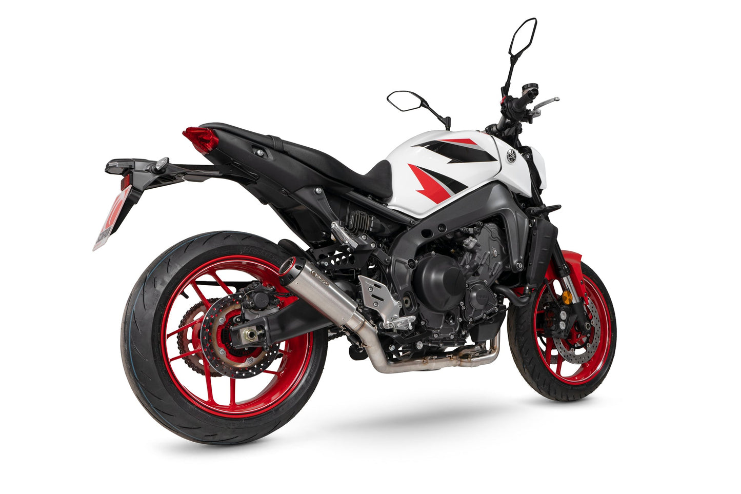 Yamaha MT-09 Red Power Full System - Brushed Stainless Steel Sleeve - Scorpion Exhaust