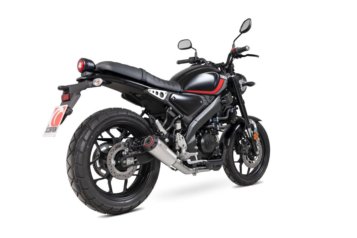 Yamaha XSR-125 Red Power Full System - Brushed Stainless Steel Sleeve - Scorpion Exhaust