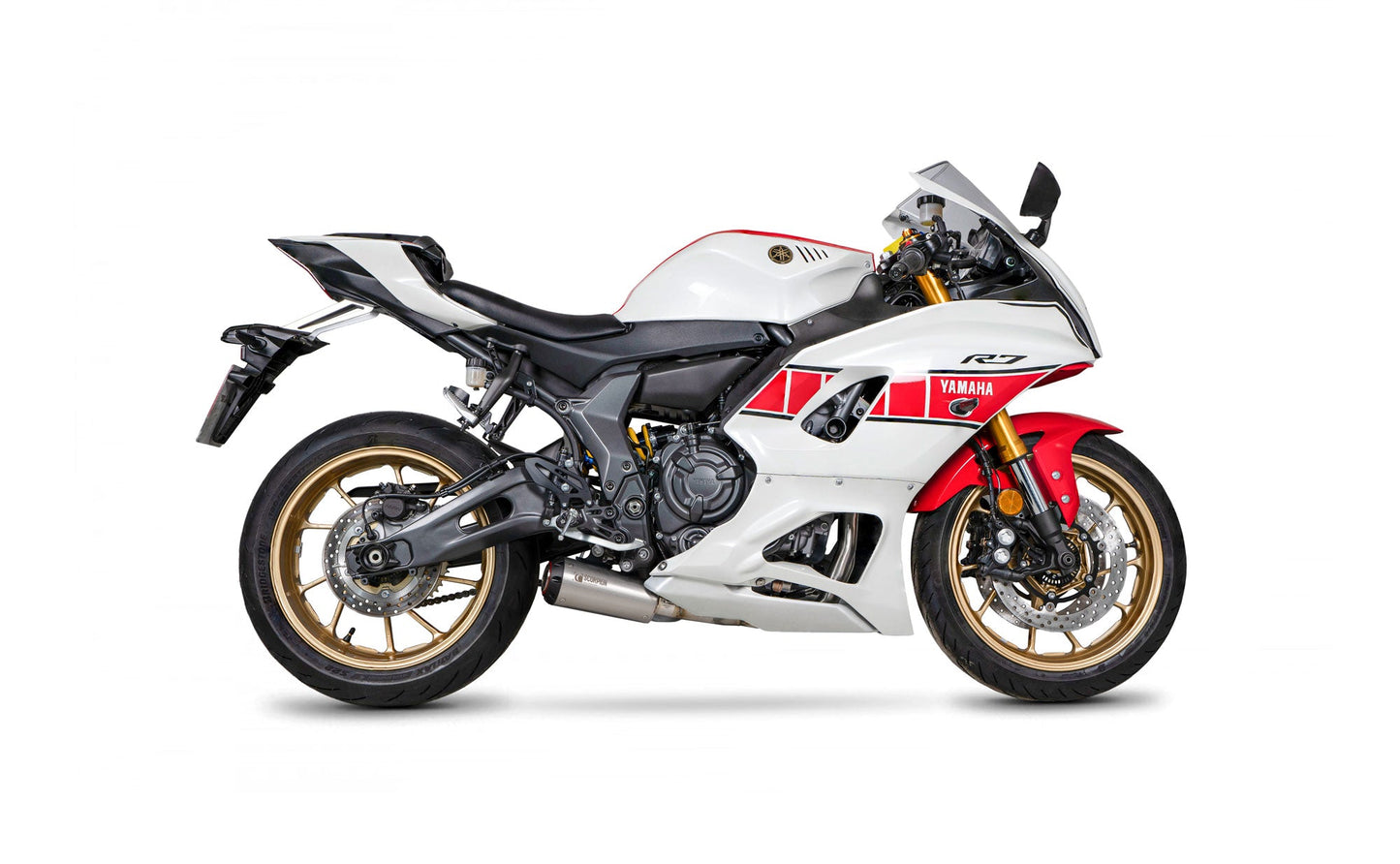 Yamaha YZF R7 Red Power Full System - Brushed Stainless Steel Sleeve - Scorpion Exhaust