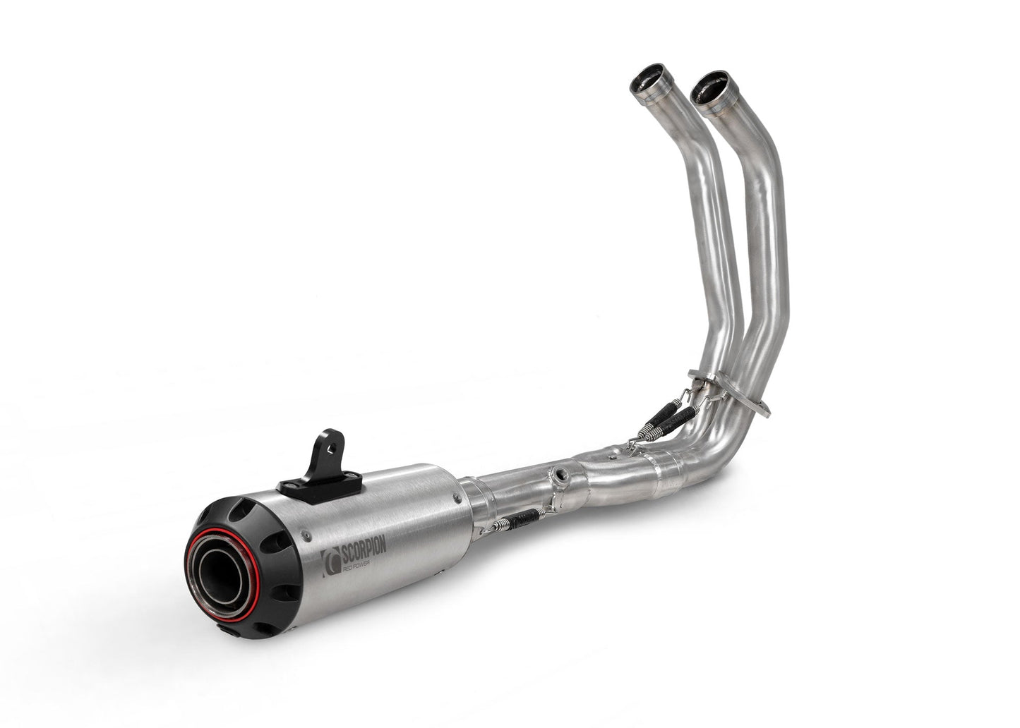 Yamaha MT-07 Red Power Full System - Brushed Stainless Steel Sleeve - Scorpion Exhaust