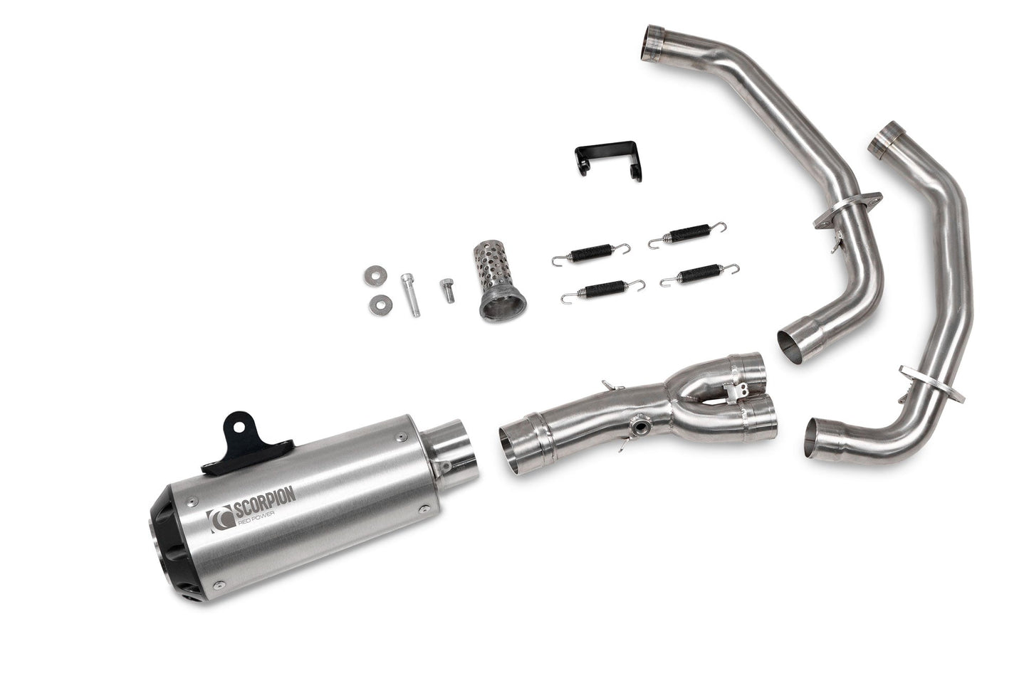 Yamaha Tracer 7 Red Power Full System - Brushed Stainless Steel Sleeve - Scorpion Exhaust