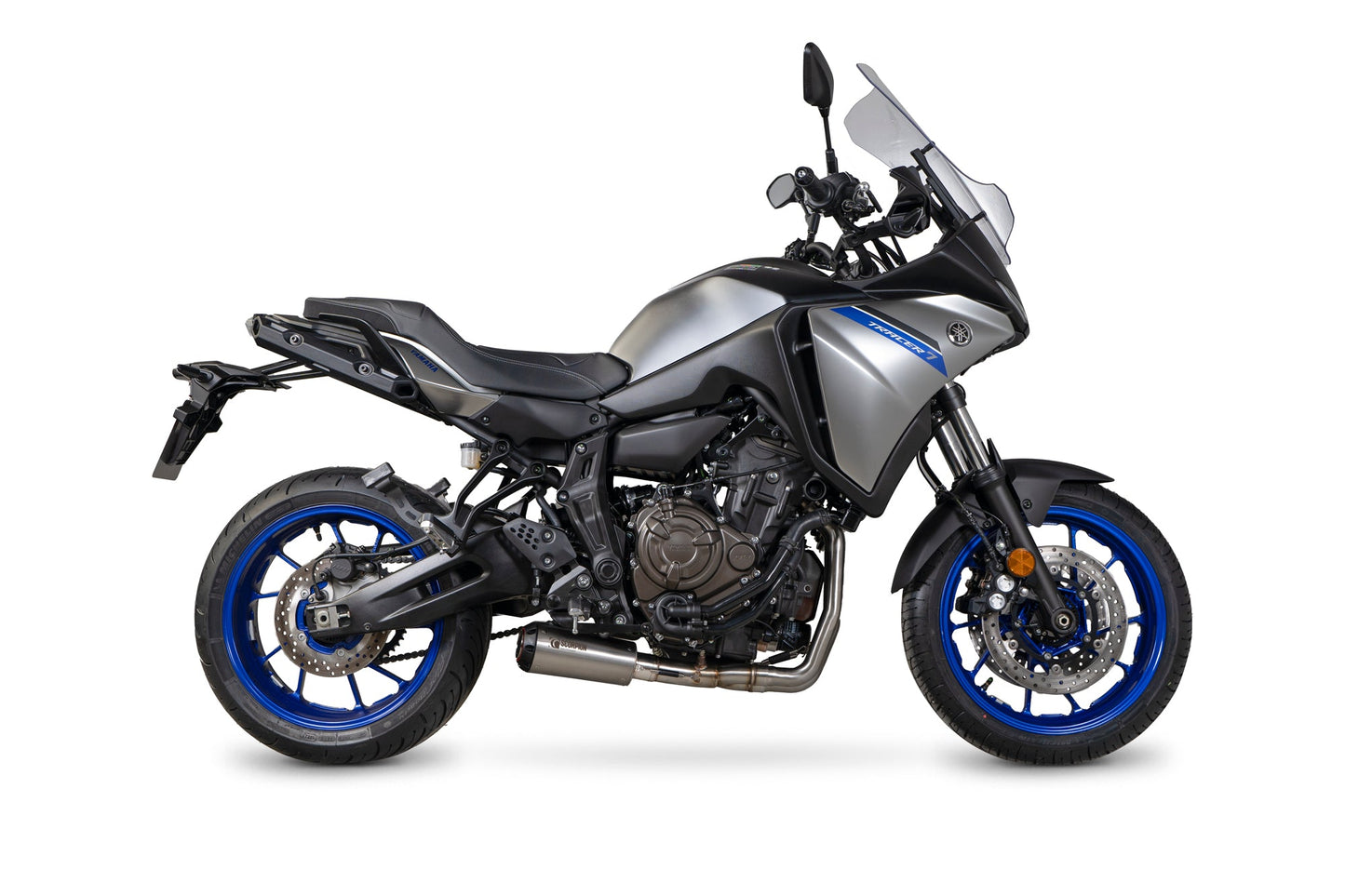 Yamaha Tracer 7 Red Power Full System - Brushed Stainless Steel Sleeve - Scorpion Exhaust