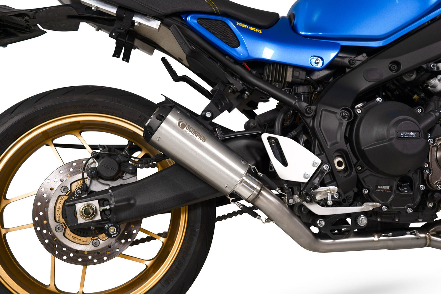 Yamaha XSR 900 Red Power Full System - Brushed Stainless Steel Sleeve - Scorpion Exhaust
