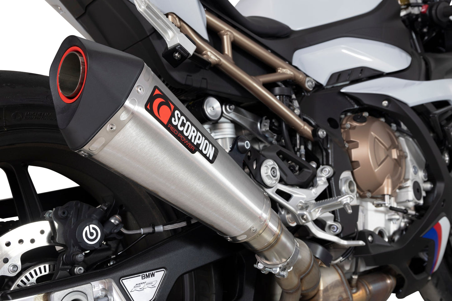 BMWM1000 R Serket Taper Slip-on - Brushed Stainless Steel Sleeve - Scorpion Exhaust