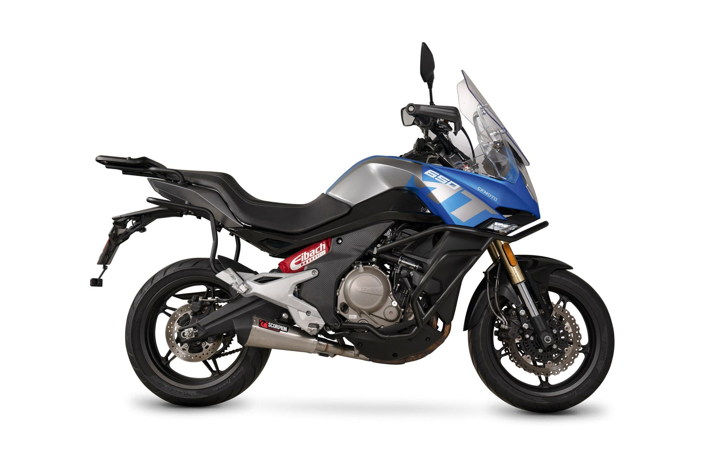 CFMOTO650 MT Serket Taper Slip-on - Brushed Stainless Steel Sleeve - Scorpion Exhaust