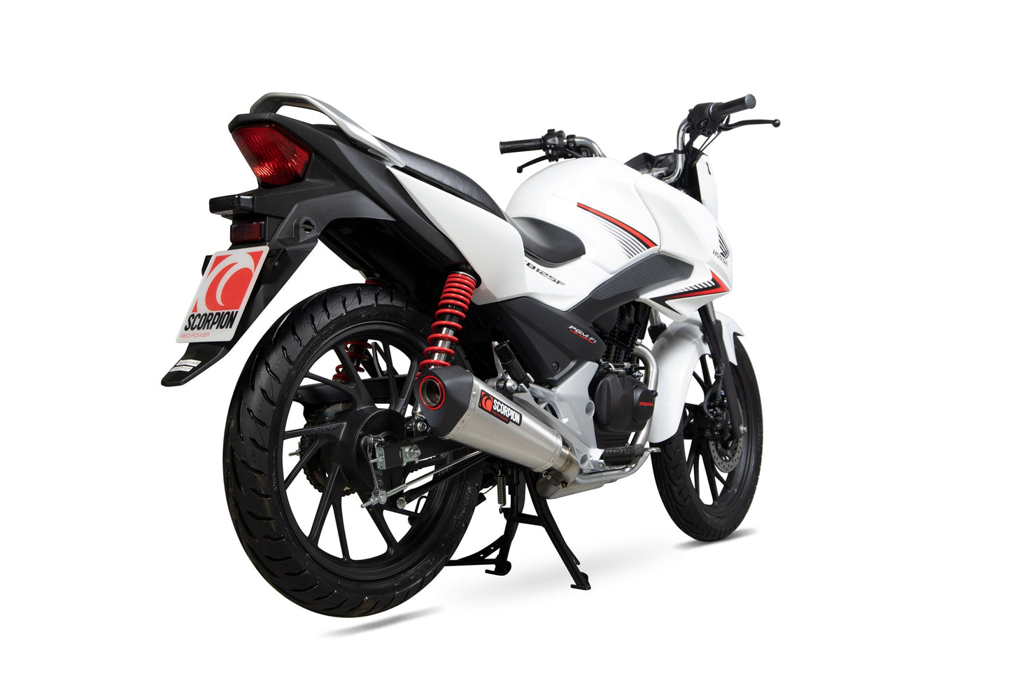 Honda CB125 F Serket Taper Full System - Brushed Stainless Steel Sleeve - Scorpion Exhaust