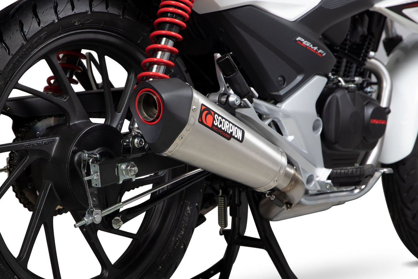 Honda CB125 F Serket Taper Full System - Brushed Stainless Steel Sleeve - Scorpion Exhaust