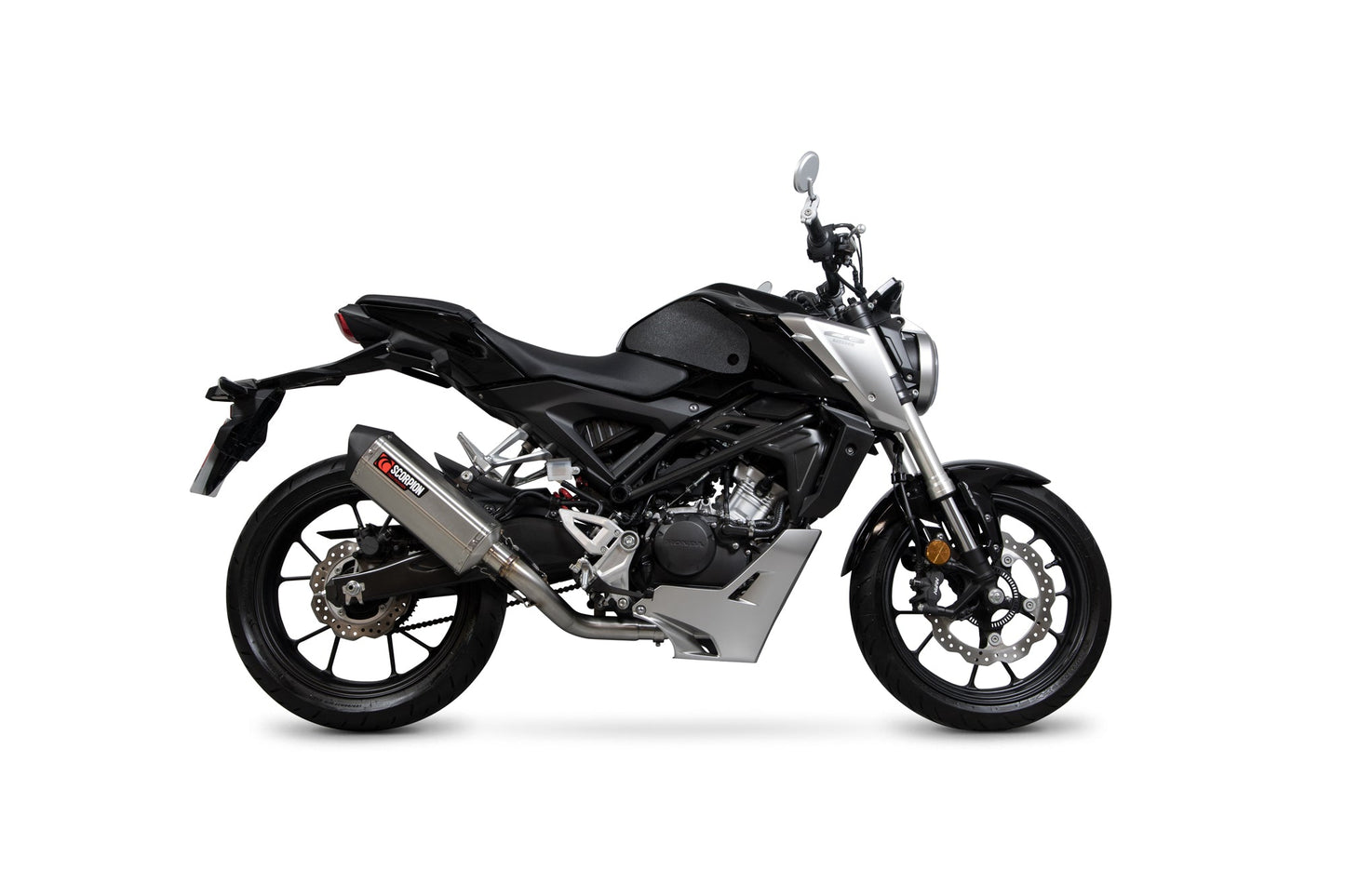 Honda CB125 R Serket Parallel Full System - Brushed Stainless Steel Sleeve - Scorpion Exhaust