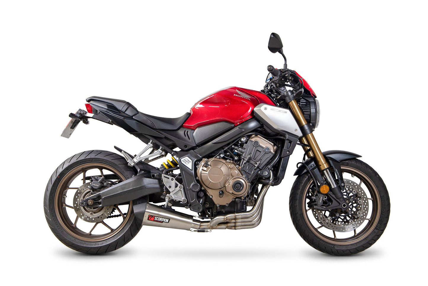 Honda CB650 R Neo Sports Cafe Serket Taper Full System - Brushed Stainless Steel Sleeve - Scorpion Exhaust