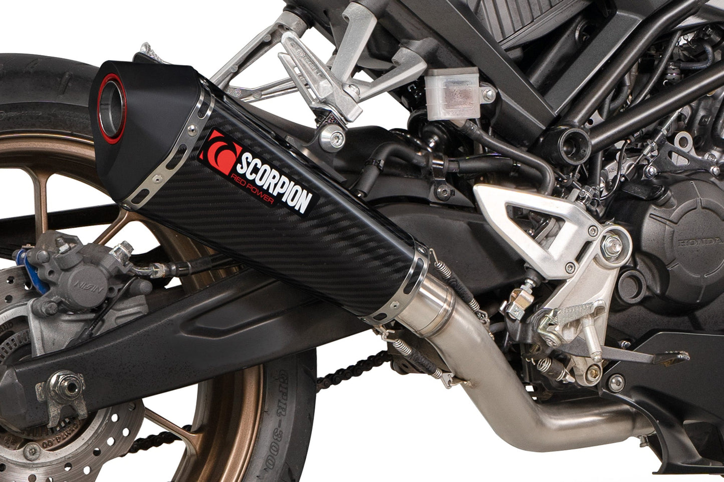 Honda CB 125 R - Single lambda sensor models only Serket Taper Full System - Carbon Fibre Sleeve - Scorpion Exhaust