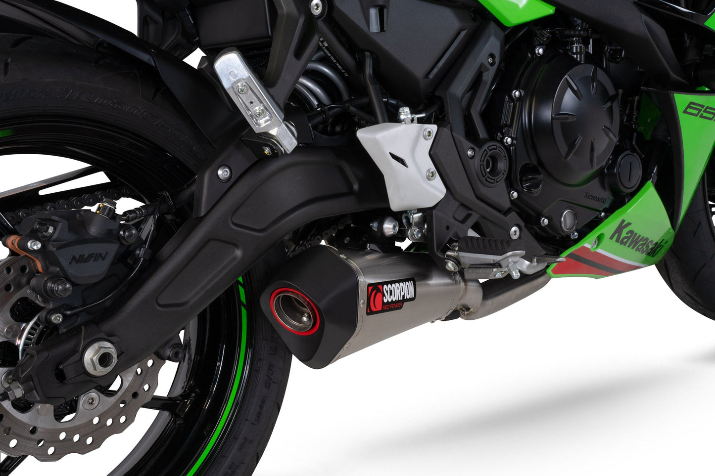 Kawasaki Ninja 650 Serket Taper Full System - Brushed Stainless Steel Sleeve - Scorpion Exhaust
