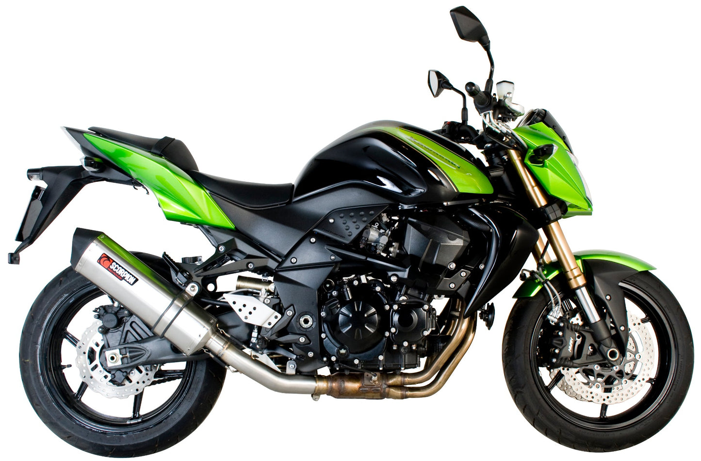 Kawasaki Z750 Serket Parallel Slip-on - Brushed Stainless Steel Sleeve - Scorpion Exhaust