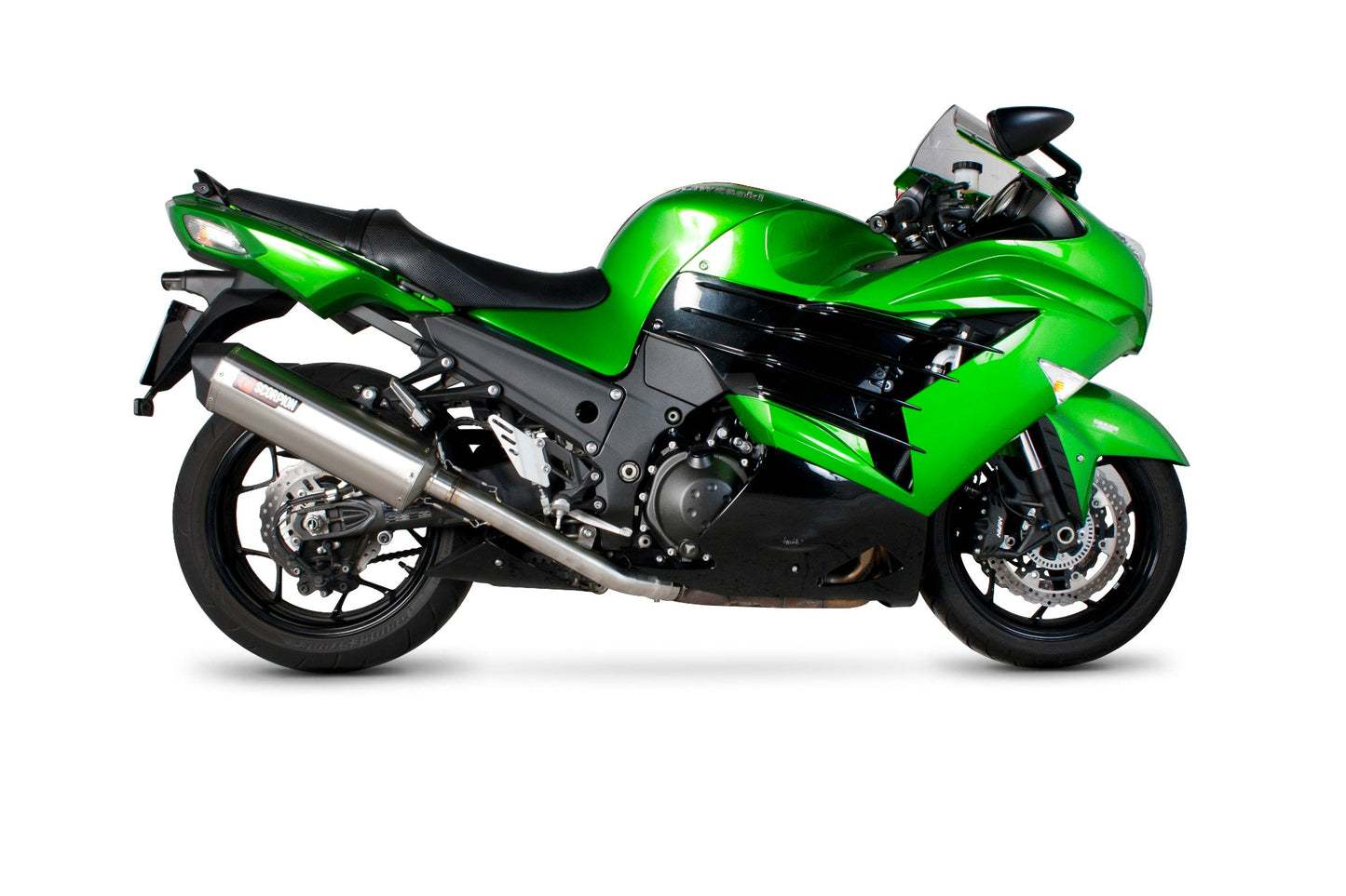 Kawasaki ZZR1400 Serket Parallel Slip-on (Pair) - Brushed Stainless Steel Sleeve - Scorpion Exhaust
