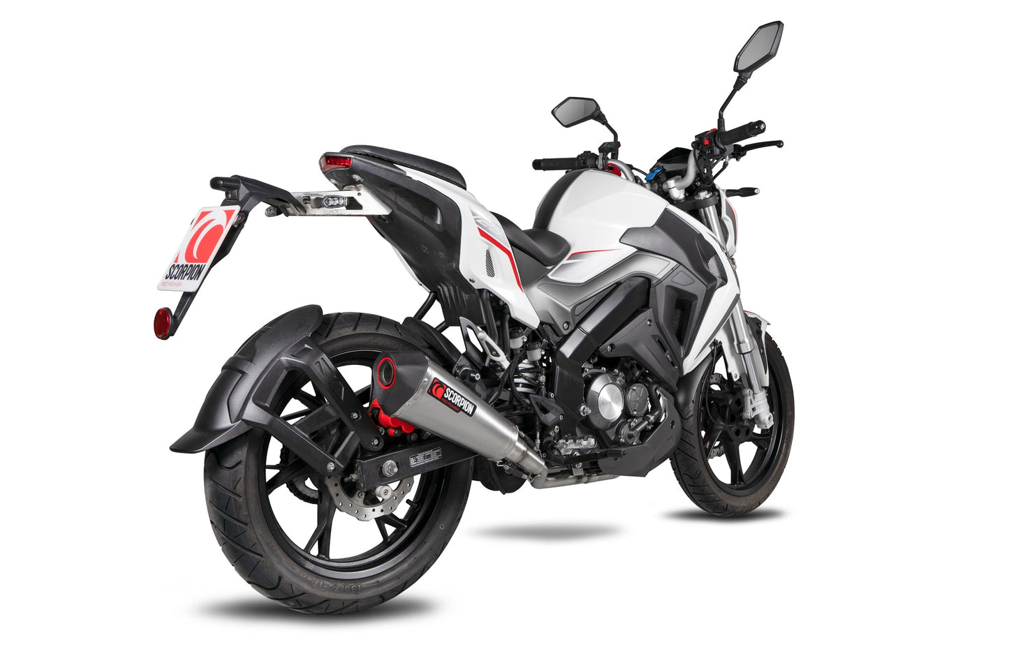 Keeway RKF 125 Euro 4 model Serket Taper Full System - Brushed Stainless Steel Sleeve - Scorpion Exhaust