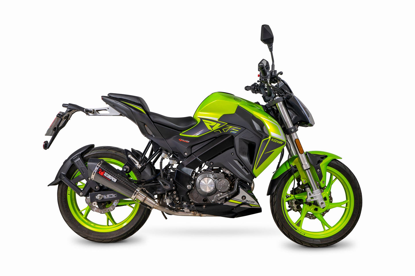 Keeway RKF 125 Euro 5 model Serket Taper Full System - Carbon Fibre Sleeve - Scorpion Exhaust
