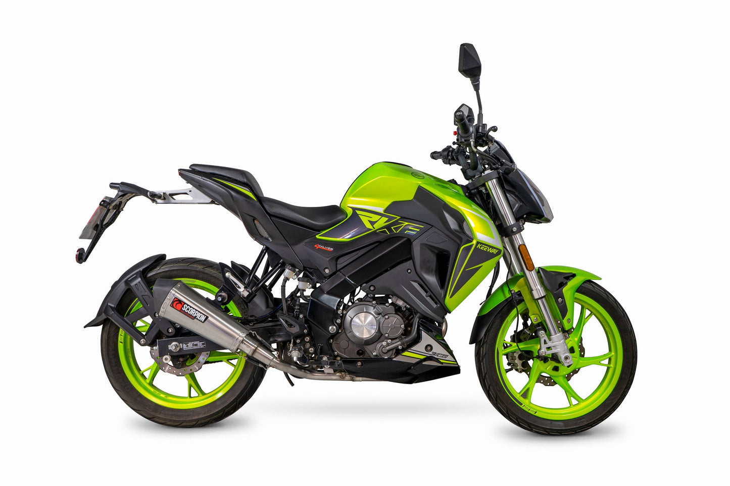 Keeway RKF 125 Euro 5 model Serket Taper Full System - Brushed Stainless Steel Sleeve - Scorpion Exhaust