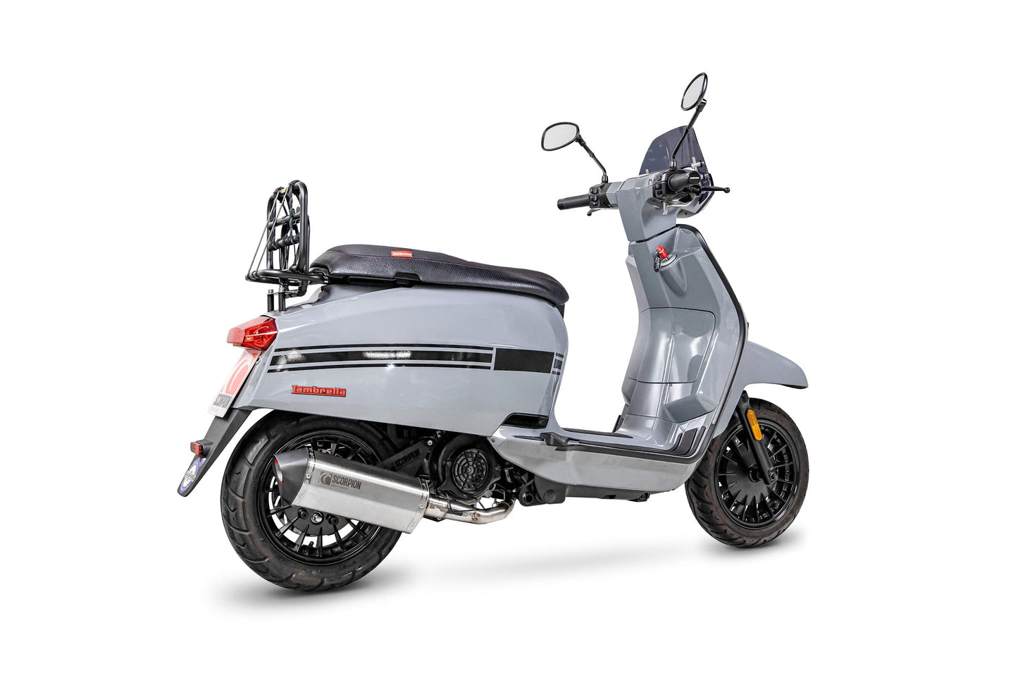 Lambretta V125 Special Serket Parallel Full System - Brushed Stainless Steel Sleeve - Scorpion Exhaust