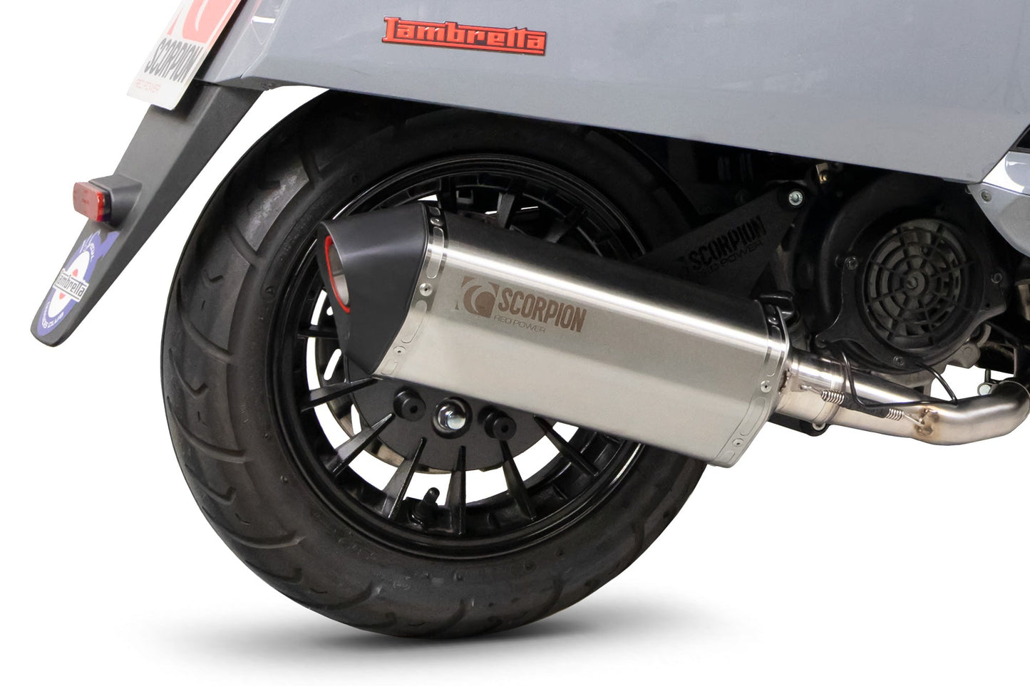 Lambretta V125 Special Serket Parallel Full System - Brushed Stainless Steel Sleeve - Scorpion Exhaust