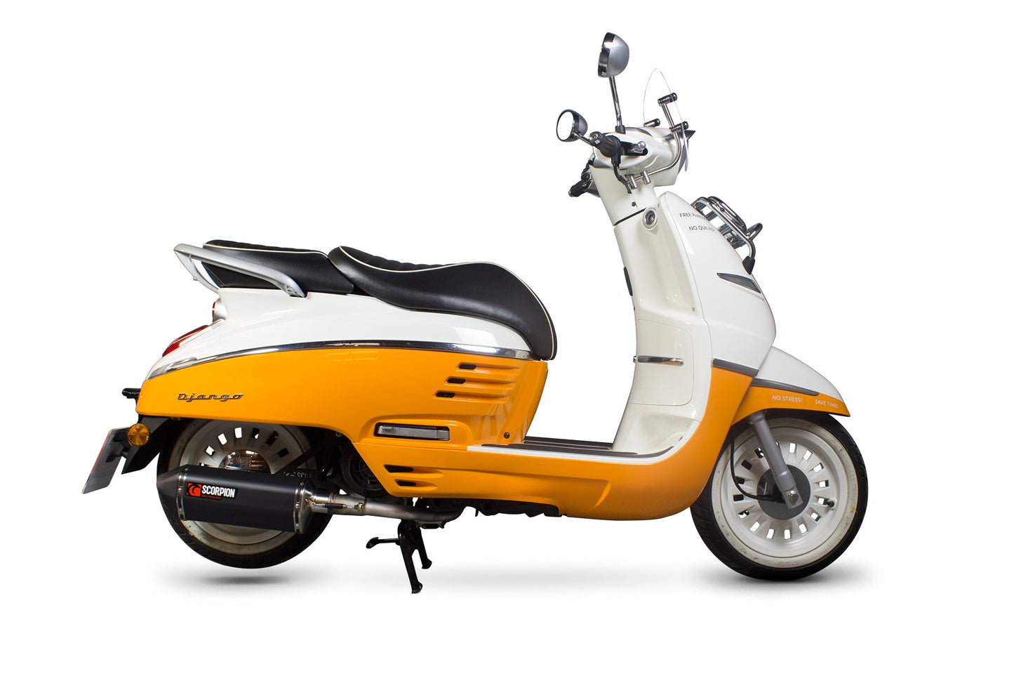 Peugeot Django 125 / Django 150 Serket Parallel Full System - Black Ceramic Coated Sleeve - Scorpion Exhaust