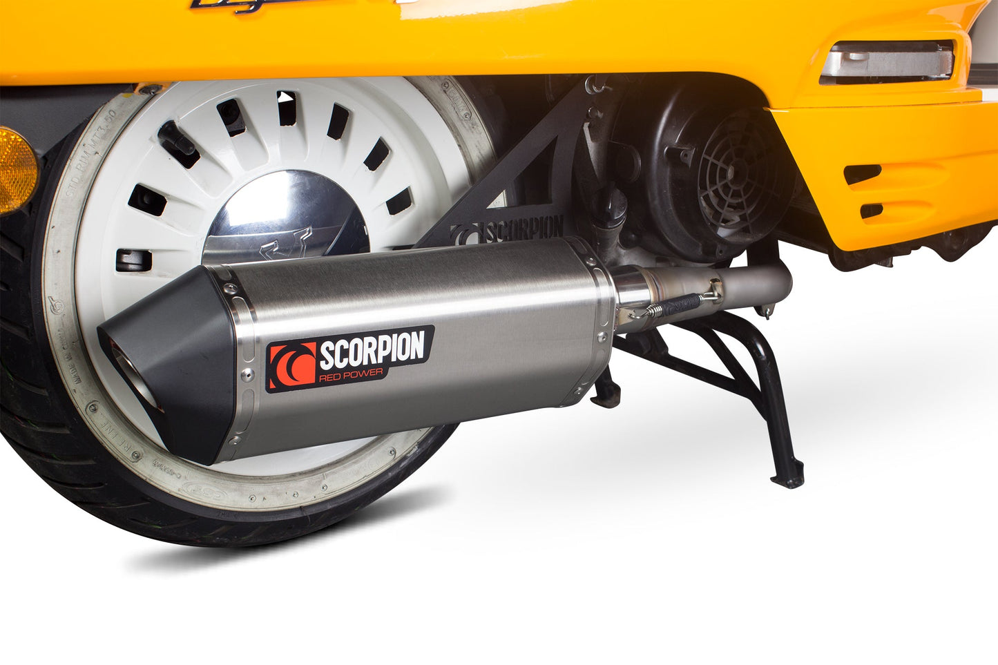 Peugeot Django 125 / Django 150 Serket Parallel Full System - Brushed Stainless Steel Sleeve - Scorpion Exhaust