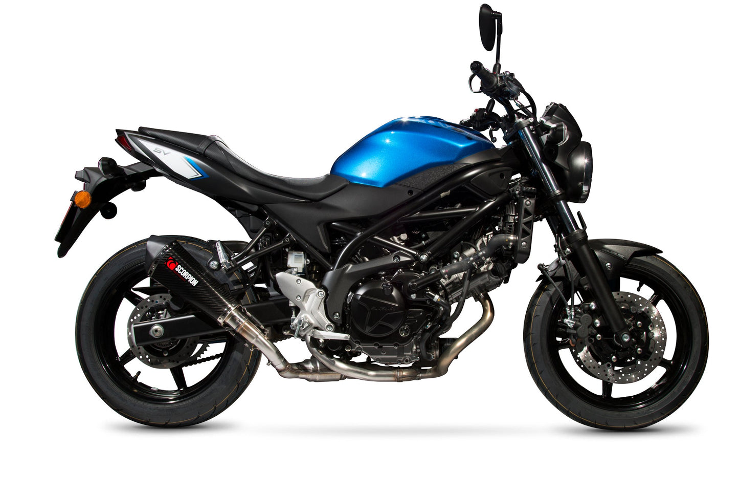 Suzuki SV650 (2016-2021) / SV650 X, (2018-2021)Serket Taper Slip-on - Carbon Fibre Sleeve - Scorpion Exhaust