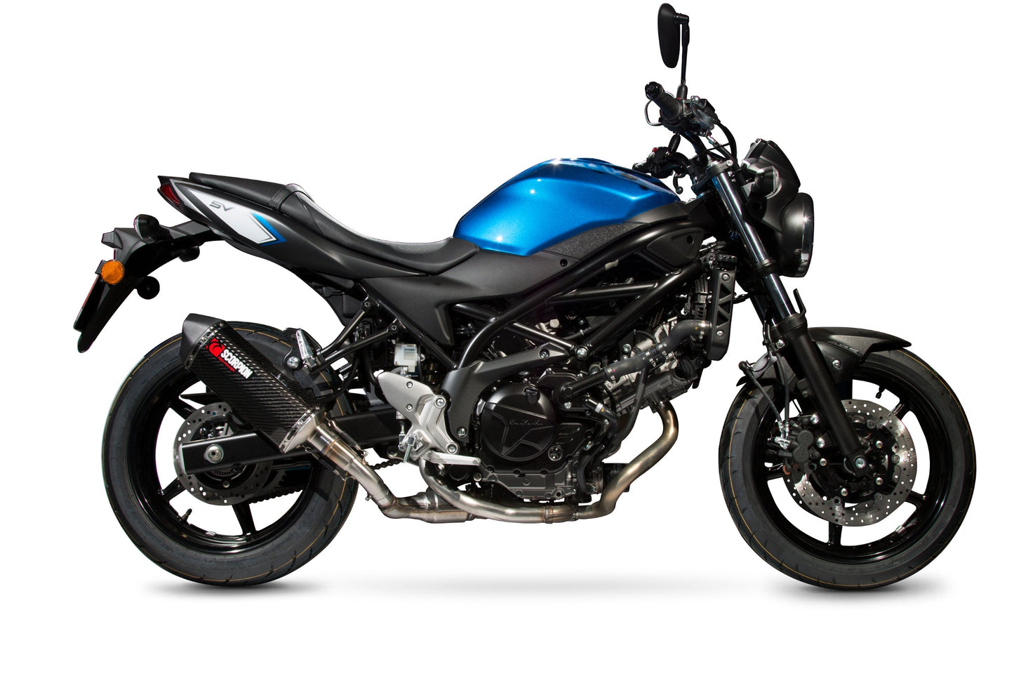 Suzuki SV650 (2016-2021) / SV650 X, (2018-2021)Serket Parallel Slip-on - Carbon Fibre Sleeve - Scorpion Exhaust