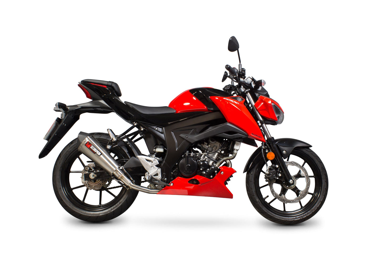 Suzuki GSX-S 125 / GSX-S 150 Serket Taper Full System - Brushed Stainless Steel Sleeve - Scorpion Exhaust
