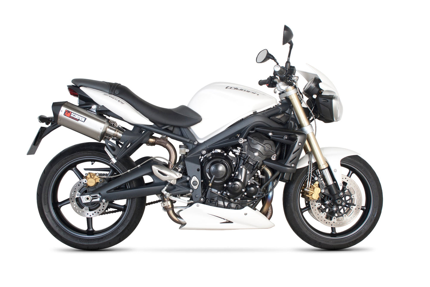 Triumph Street Triple 675 Serket Parallel Slip-on (Pair) - Brushed Stainless Steel Sleeve - Scorpion Exhaust