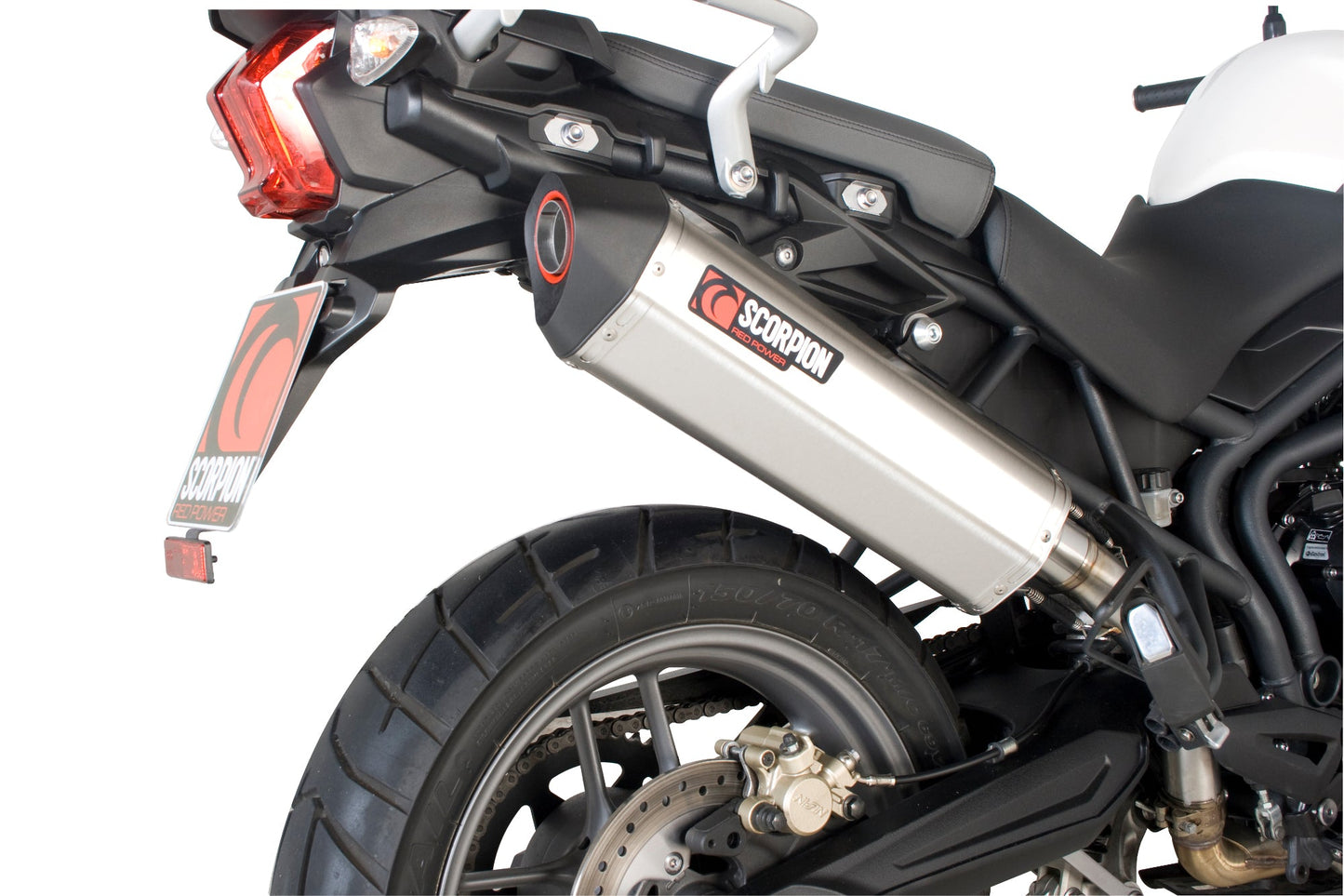 Triumph Tiger 800 Serket Parallel Slip-on - Brushed Stainless Steel Sleeve - Scorpion Exhaust