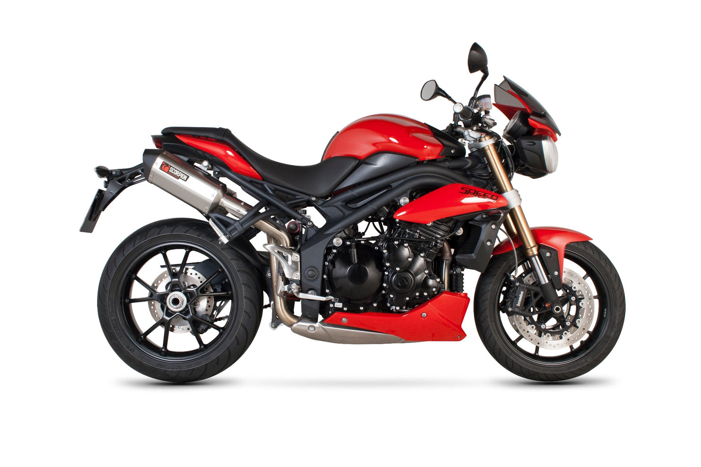 Triumph Speed Triple 1050 Serket Parallel Slip-on (Pair) - Brushed Stainless Steel Sleeve - Scorpion Exhaust