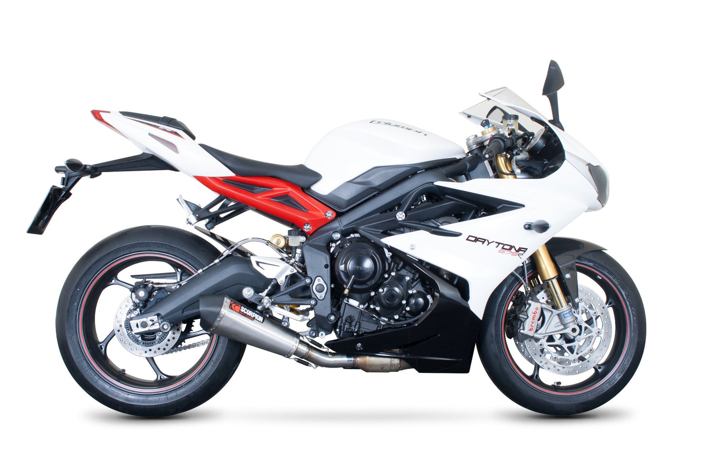 Triumph Daytona 675 / Daytona 675 R Serket Taper Slip-on - Brushed Stainless Steel Sleeve - Scorpion Exhaust