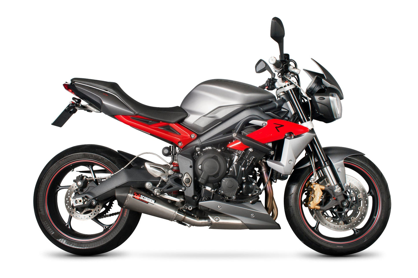 Triumph Street Triple 675 / Street Triple 675 R Serket Taper Slip-on - Brushed Stainless Steel Sleeve - Scorpion Exhaust