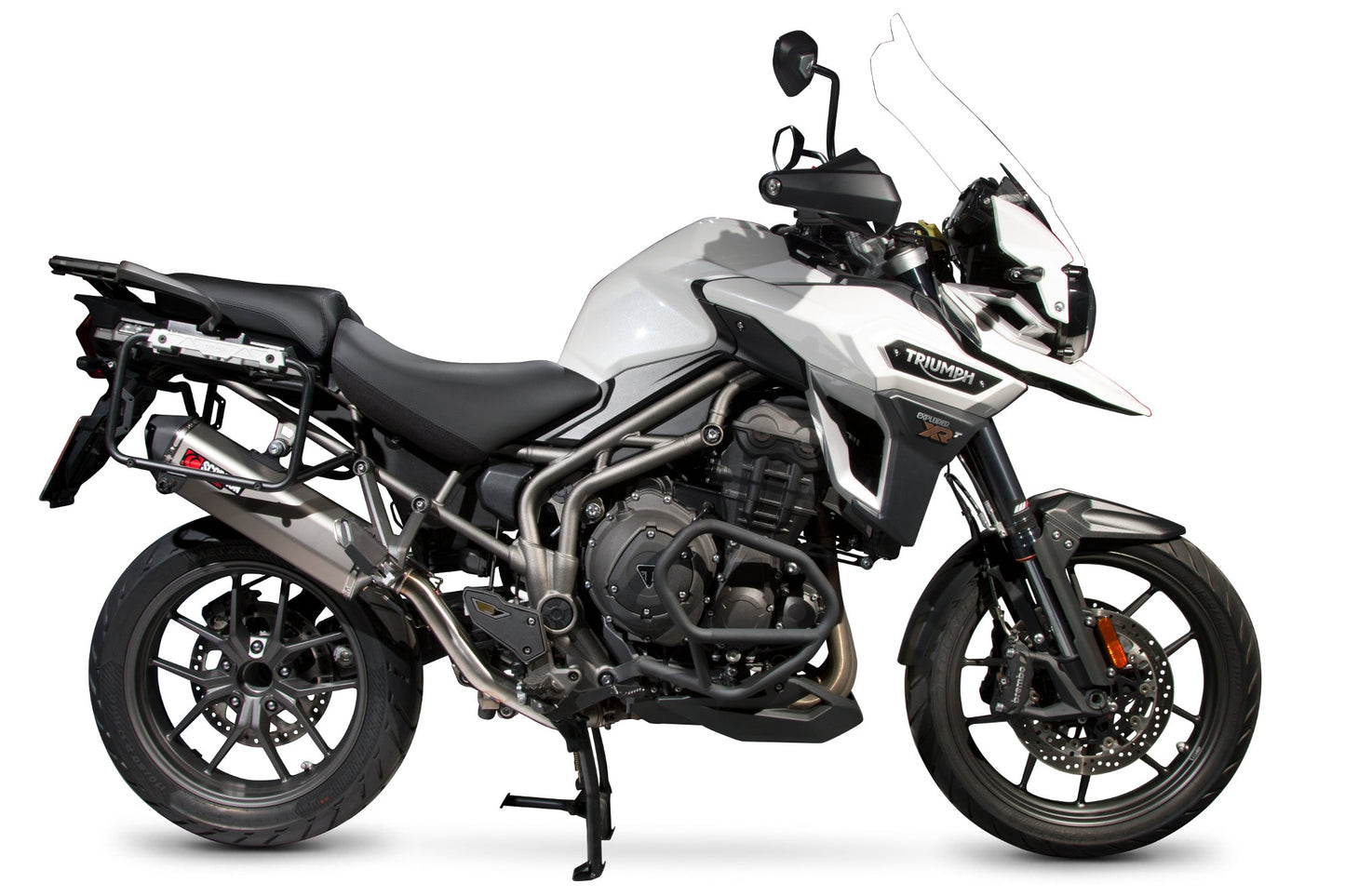 Triumph Tiger 1200 Explorer Serket Parallel Slip-on - Brushed Stainless Steel Sleeve - Scorpion Exhaust