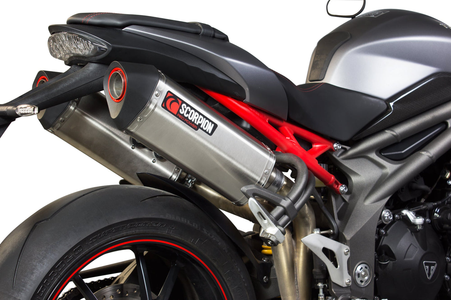 Triumph Speed Triple 1050 R Serket Parallel Slip-on (Pair) - Brushed Stainless Steel Sleeve - Scorpion Exhaust