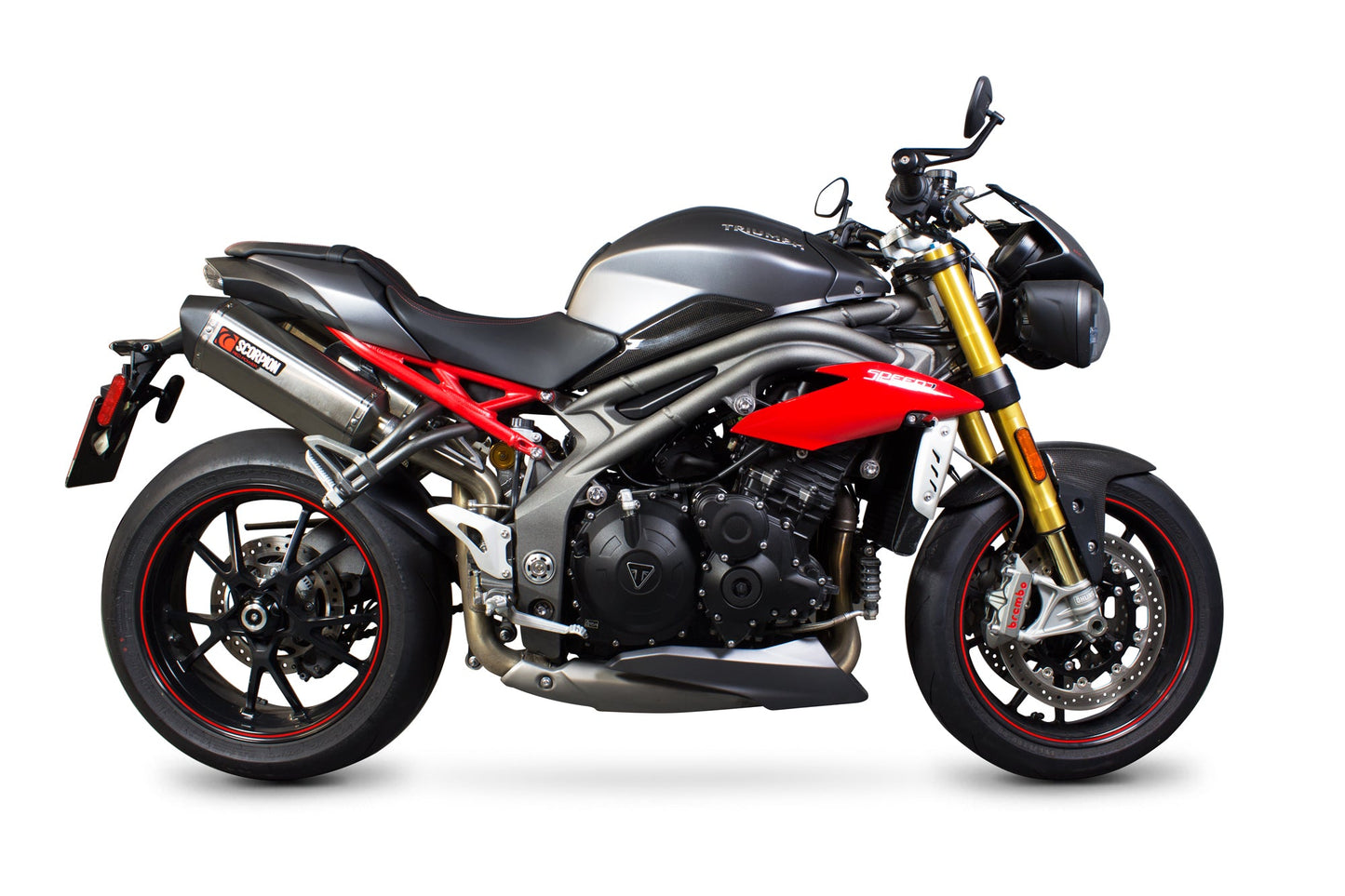 Triumph Speed Triple 1050 R Serket Parallel Slip-on (Pair) - Brushed Stainless Steel Sleeve - Scorpion Exhaust