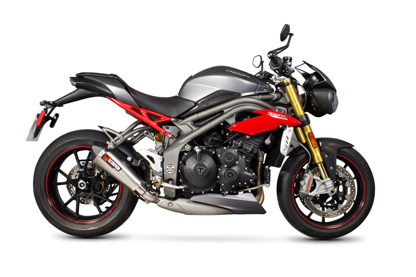 Triumph Speed Triple 1050 R Serket Taper Slip-on - Brushed Stainless Steel Sleeve - Scorpion Exhaust