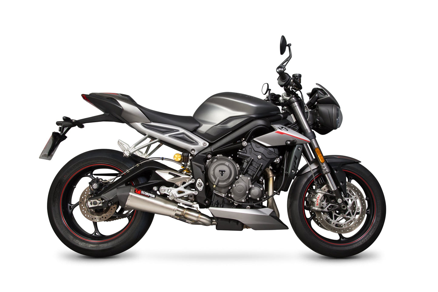 Triumph Street Triple 765 R / Street Triple 765 S / Street Triple 765 RS Serket Taper Slip-on - Brushed Stainless Steel Sleeve - Scorpion Exhaust
