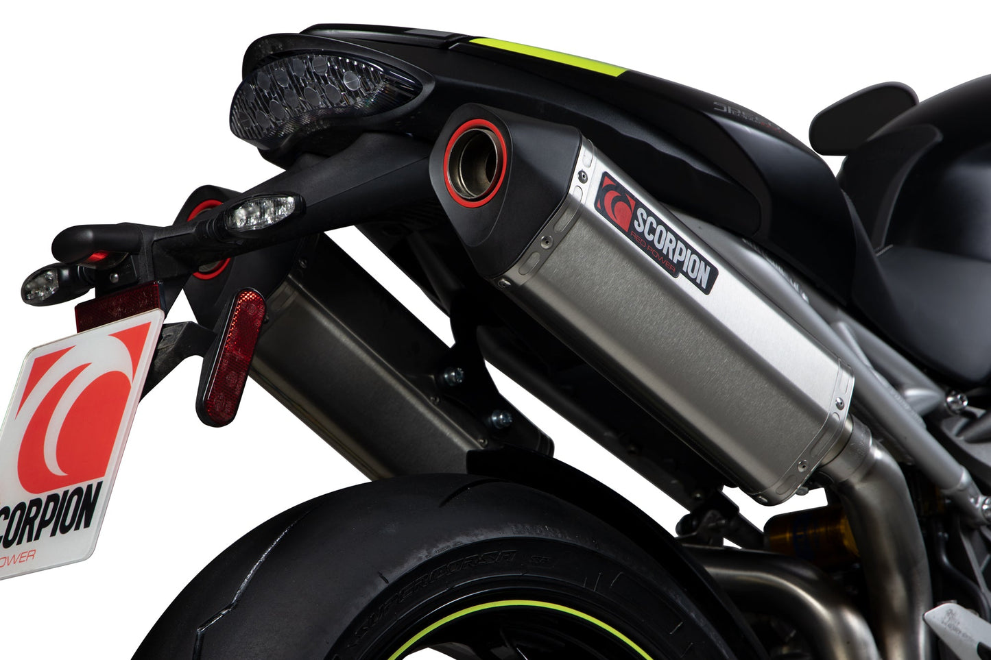 Triumph Speed Triple R / Speed Triple S / Speed Triple RS Serket Parallel Slip-on (Pair) - Brushed Stainless Steel Sleeve - Scorpion Exhaust