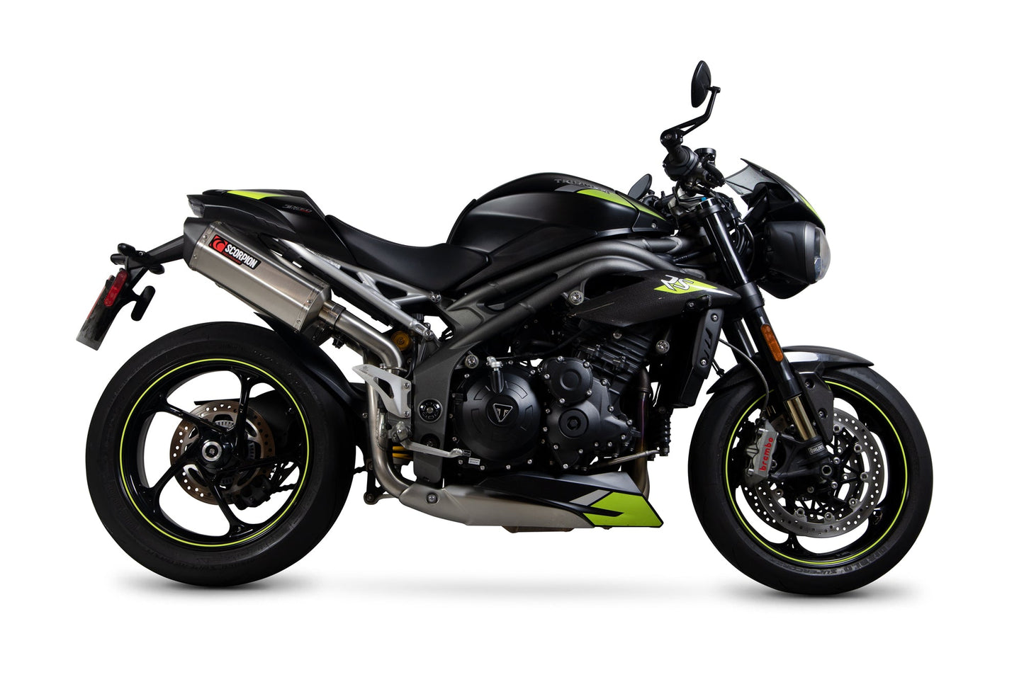 Triumph Speed Triple R / Speed Triple S / Speed Triple RS Serket Parallel Slip-on (Pair) - Brushed Stainless Steel Sleeve - Scorpion Exhaust