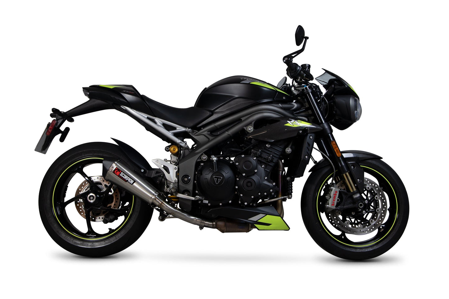 Triumph Speed Triple R / Speed Triple S / Speed Triple RS Serket Taper Slip-on - Brushed Stainless Steel Sleeve - Scorpion Exhaust