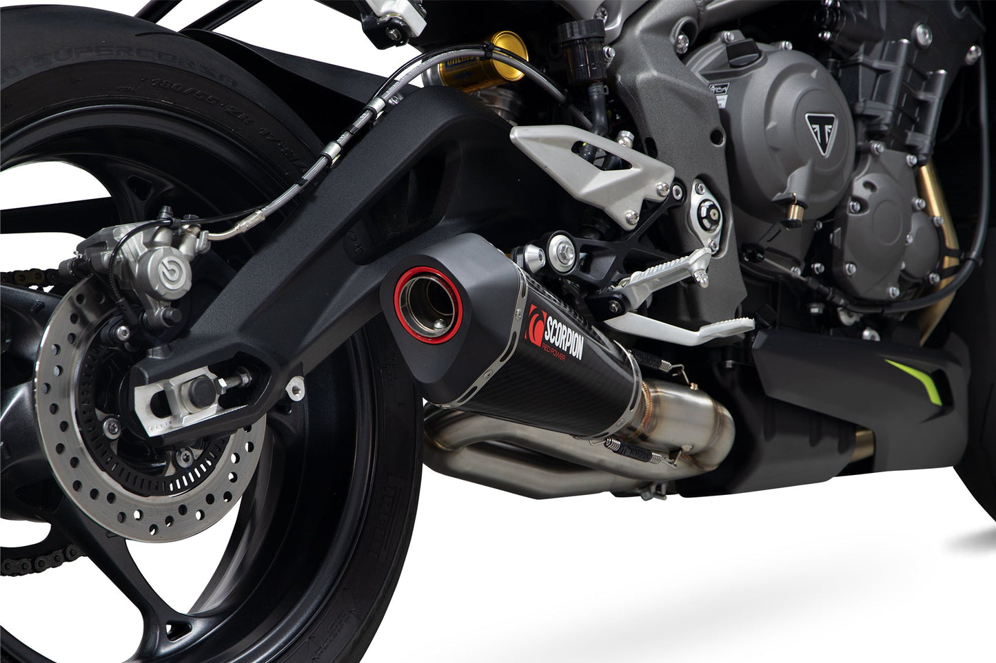 Triumph Street Triple 765 R / RS Serket Taper Slip-on - Carbon Fibre Sleeve - Scorpion Exhaust