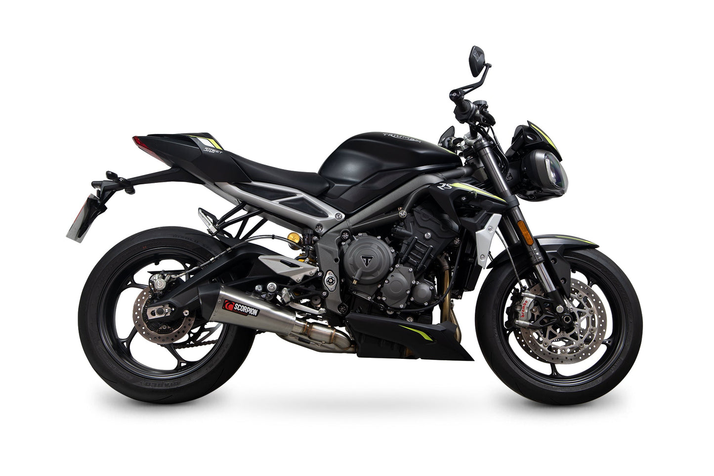 Triumph Street Triple 765 R / RS Serket Taper Slip-on - Brushed Stainless Steel Sleeve - Scorpion Exhaust