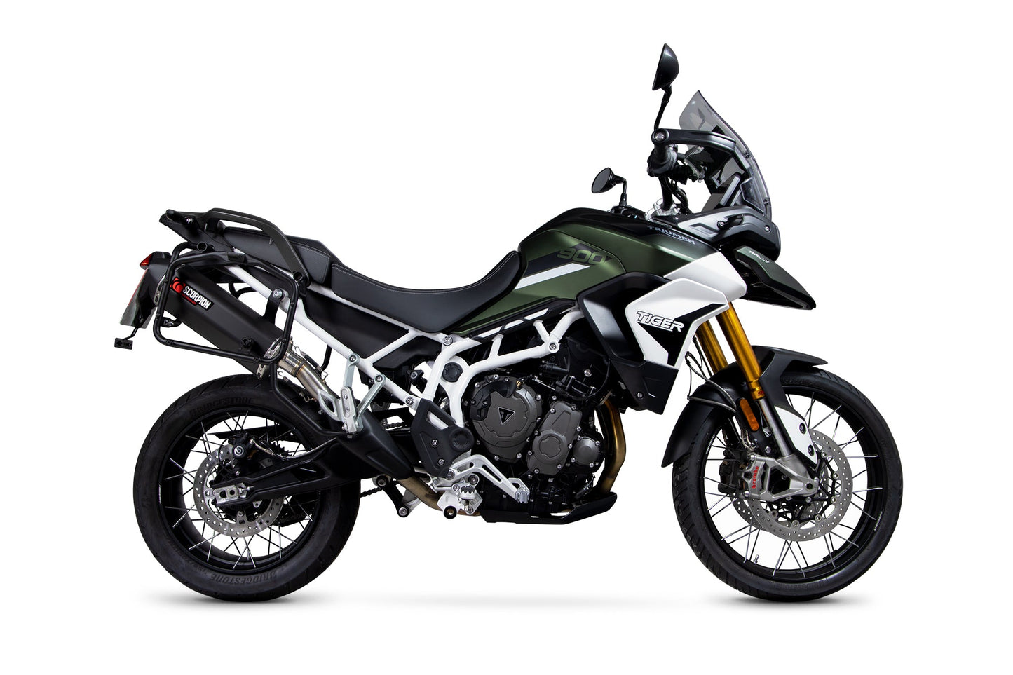 Triumph Tiger 900 (all models)Serket Parallel Slip-on - Black Ceramic Coated Sleeve. Fits with panniers - Scorpion Exhaust