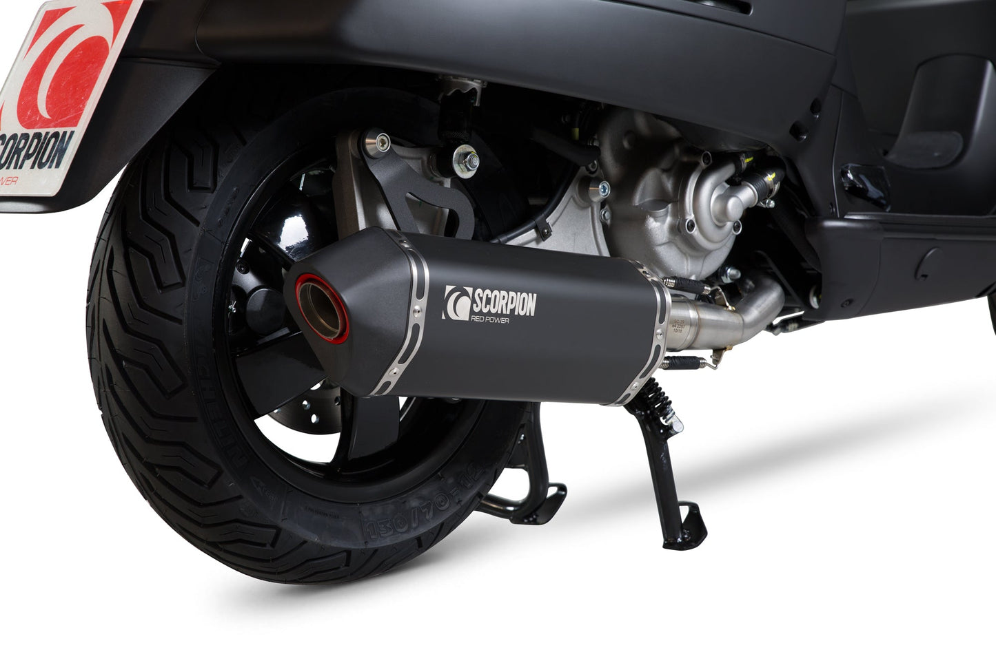 Vespa GTS 125, 2009-17 / GTS250, 2005-13 / GTS300, 2008-18 / GTV250, 2006-13 / GTV300, 2010-18 Serket Parallel Full System - Black Ceramic Coated Sleeve - Scorpion Exhaust