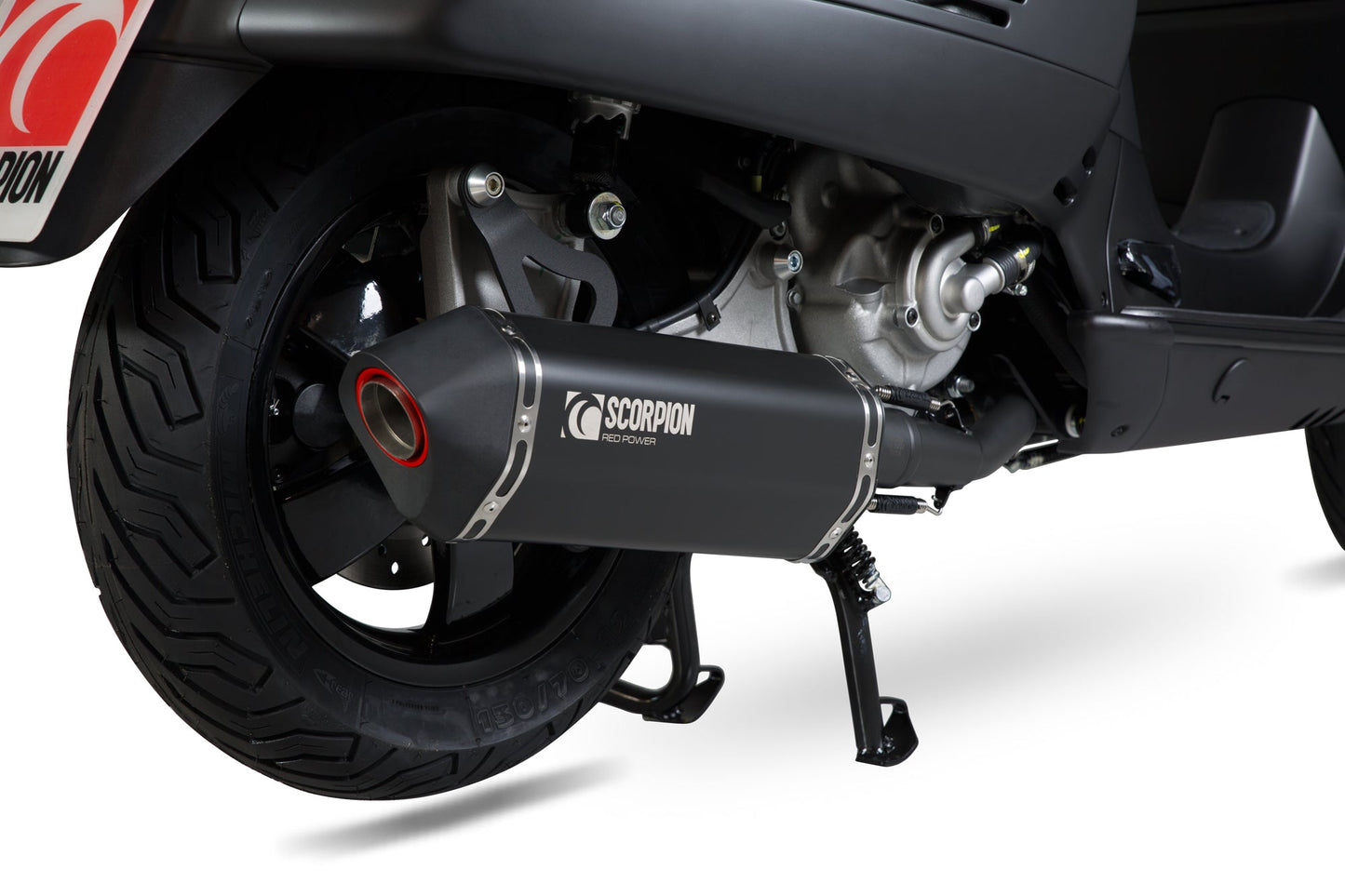 Vespa GTS 125, 2009-17 / GTS250, 2005-13 / GTS300, 2008-18 / GTV250, 2006-13 / GTV300, 2010-18 Serket Parallel Full System - Black Ceramic Coated Sleeve And Link Pipe - Scorpion Exhaust