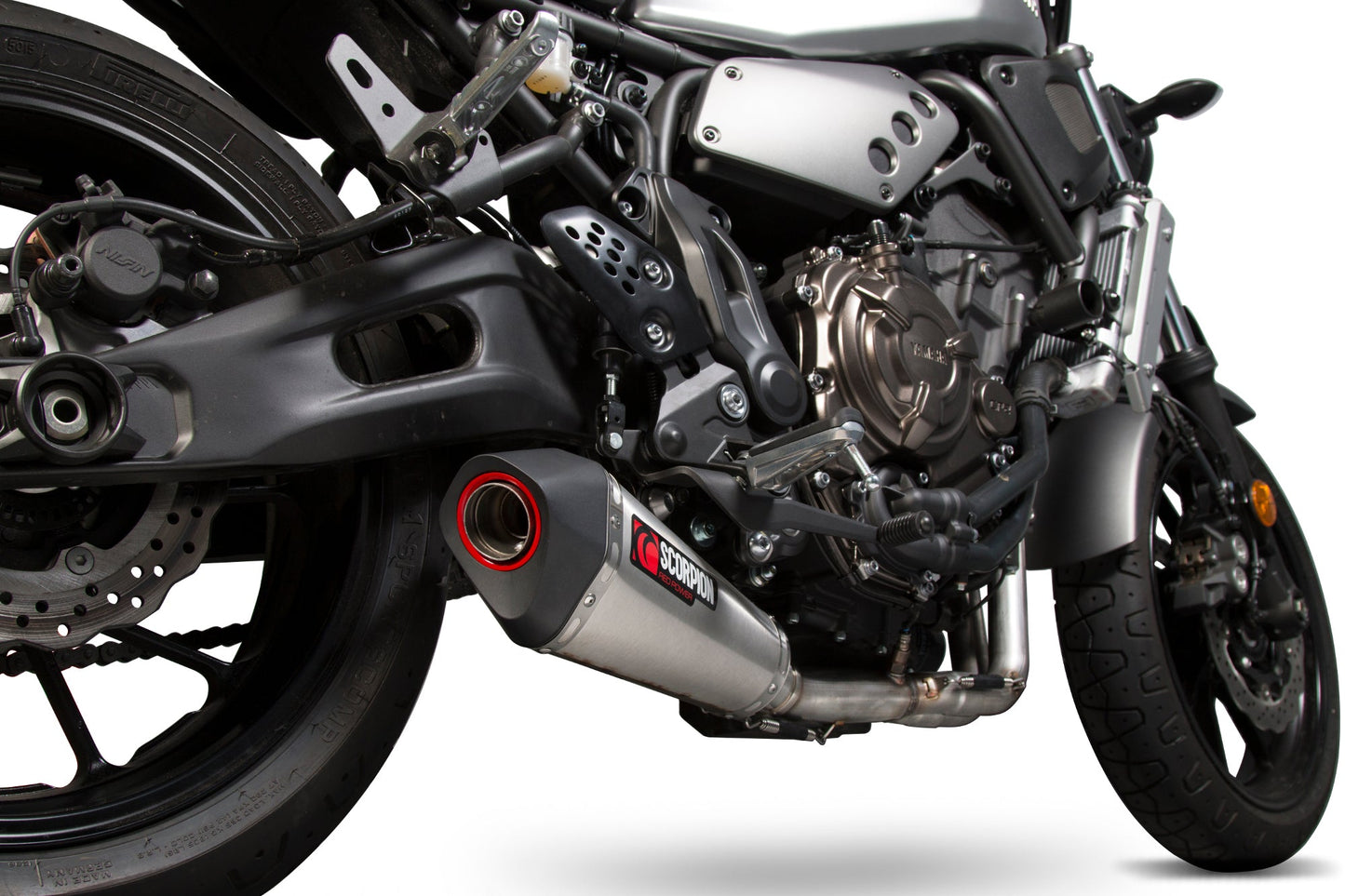 Yamaha XSR700 (2016-2020) / XSR700 Xtribute (2019-2020)Serket Taper Full System - Brushed Stainless Steel Sleeve - Scorpion Exhaust