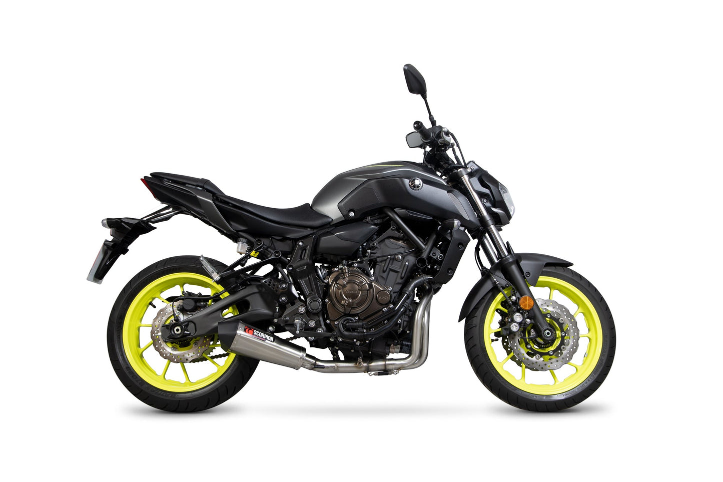 Yamaha MT-07 Serket Taper De-Cat Race Full System - Brushed Stainless Steel Sleeve - Scorpion Exhaust