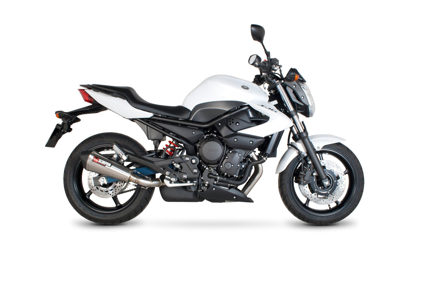Yamaha XJ6 Serket Taper Slip-on - Brushed Stainless Steel Sleeve - Scorpion Exhaust
